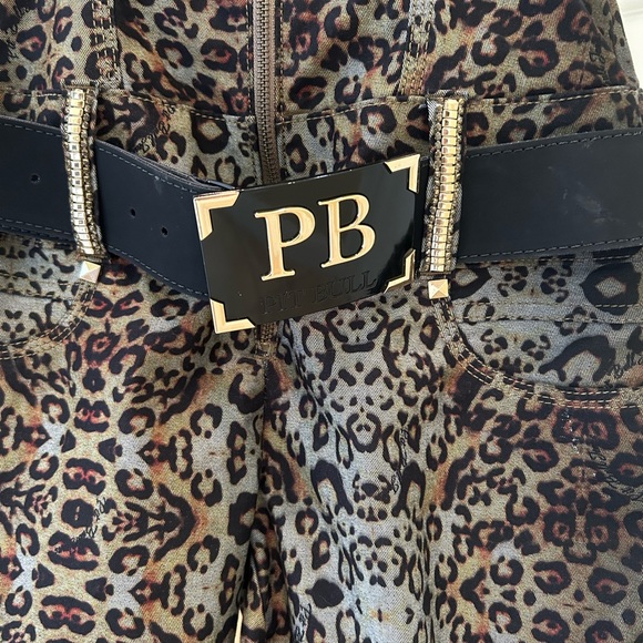 NWOT Pit Bull jeans Brazilian cheetah jean romper with removable inserts - Picture 3 of 10